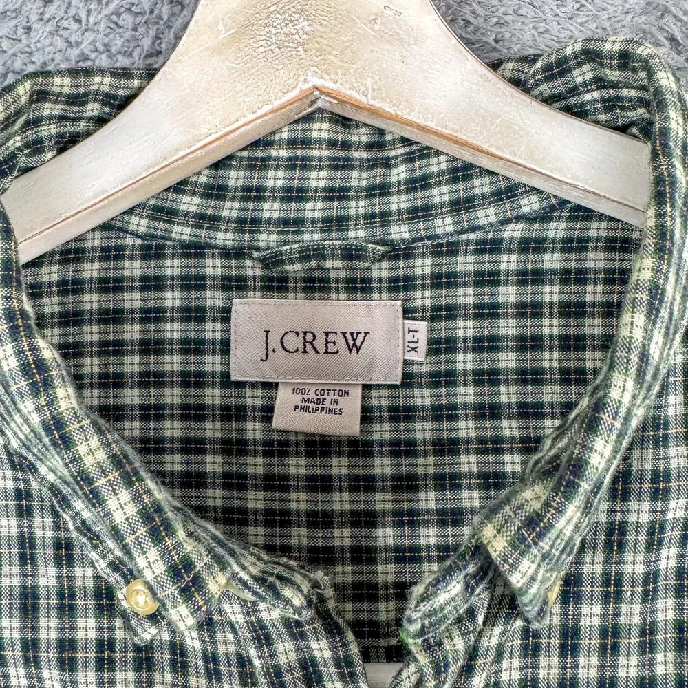 J Crew Shirt Mens XL Green Navy Plaid Button Down‎ Long Sleeve Casual Cotton